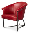 Nagel Distilled Leather Chair,New Rouge, Seating by Sarreid, 30" length x 33" width x 2" height thumbnail 1