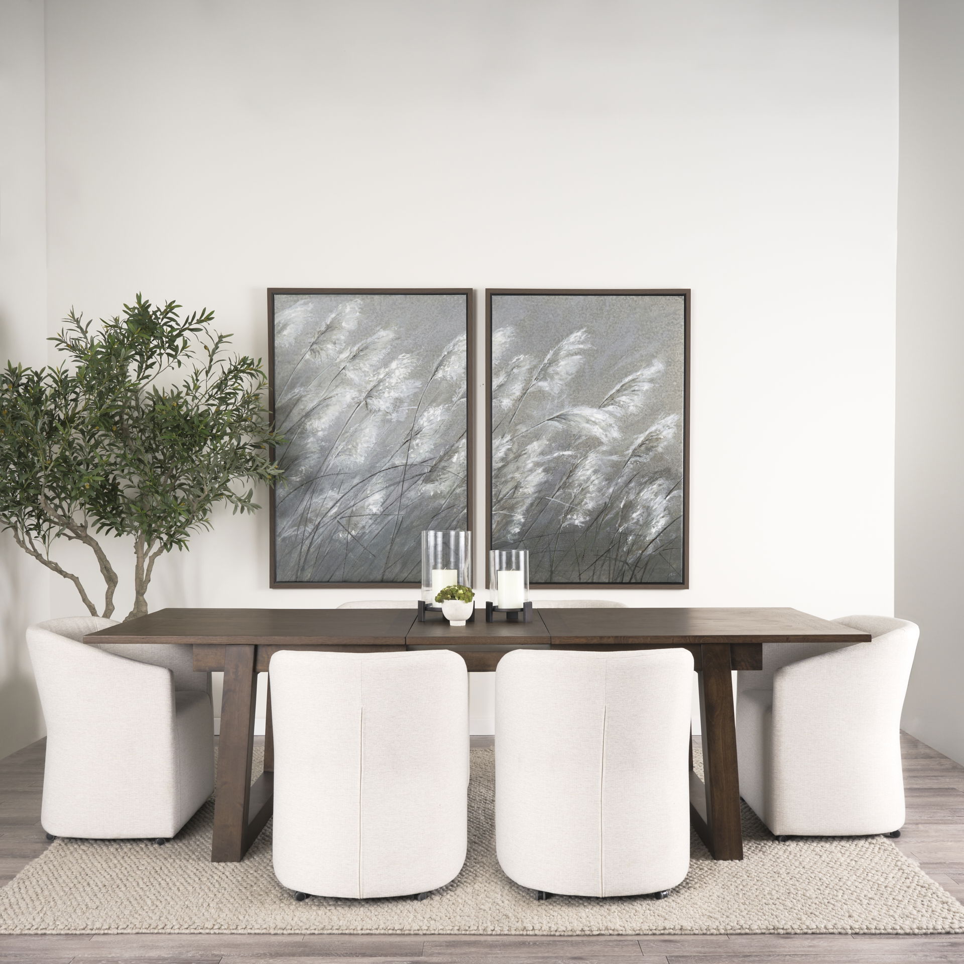 Takota Dark Brown Rectangular Oak Wood with Birch Wood Legs Extendable Dining Table large image 