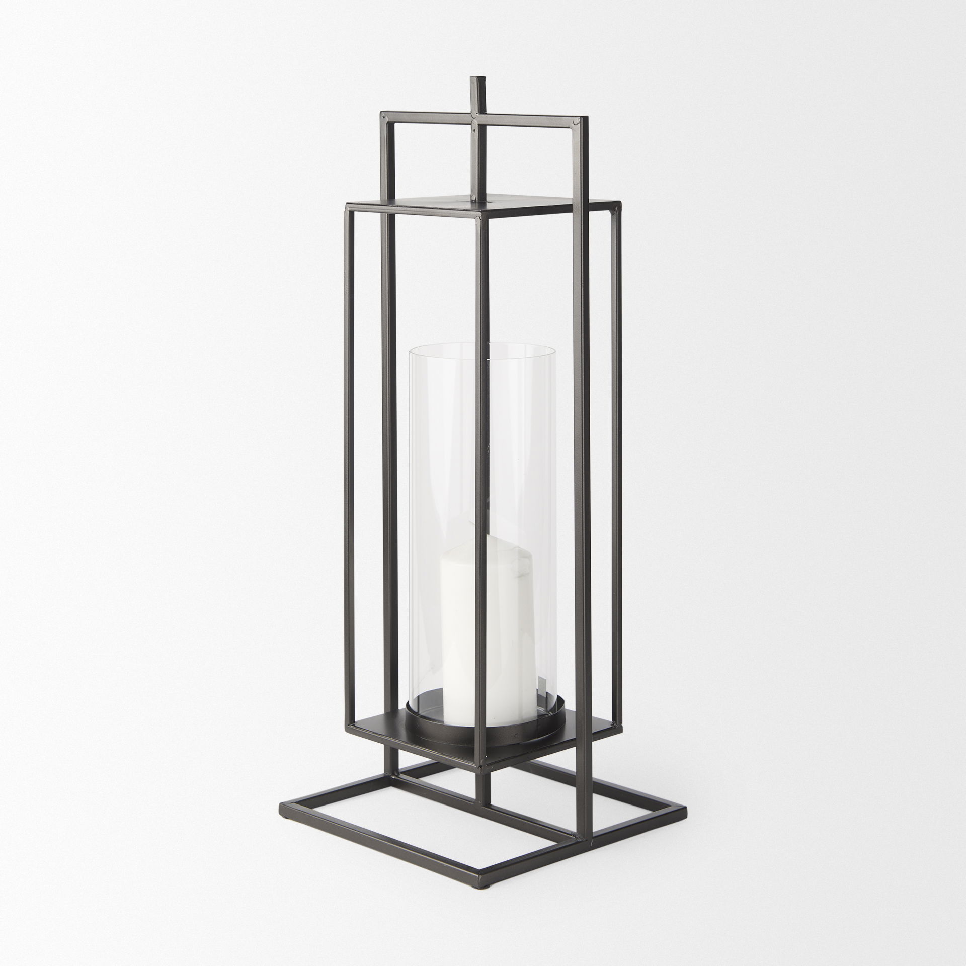 Albus I Large Black Metal Rectangular Table Candle Holder large image 