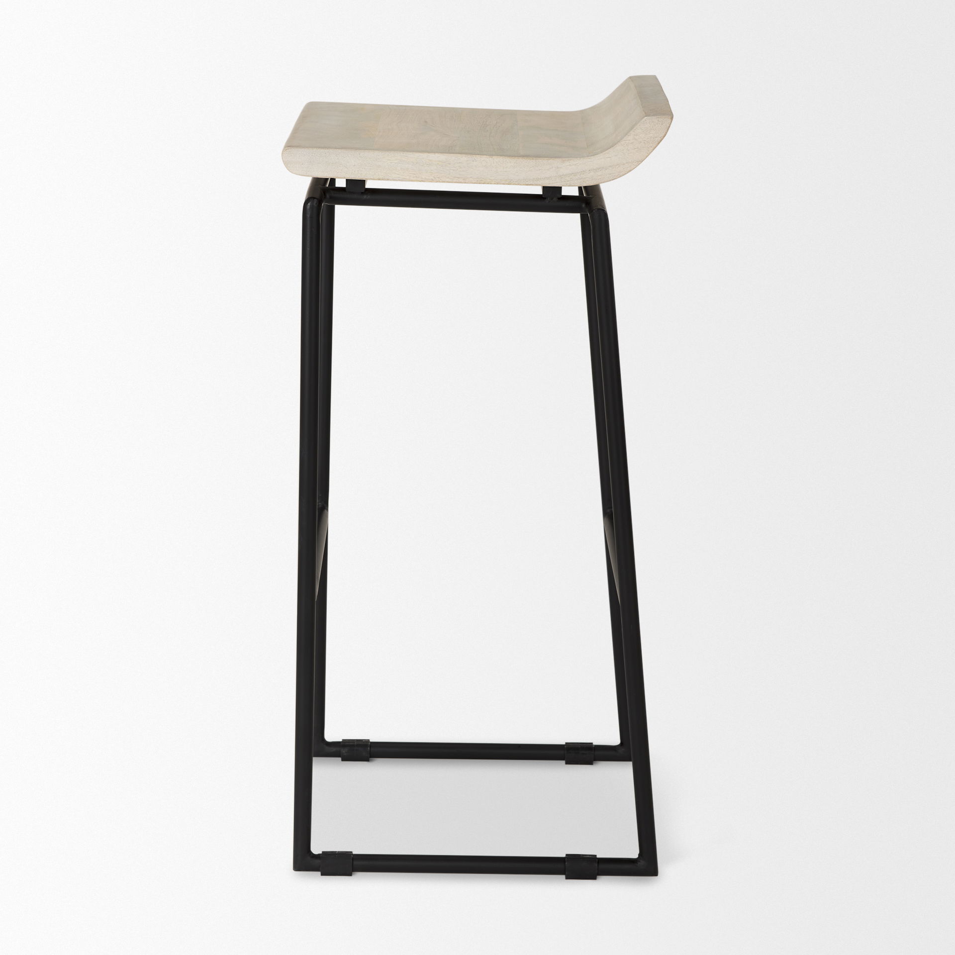 Givens 31.8'H Seat Height Natural Wood with Black Metal Frame Bar Stool, Counter & Bar Stool by Mercana, 14.1" length x 15.8" width x 32" height View 4