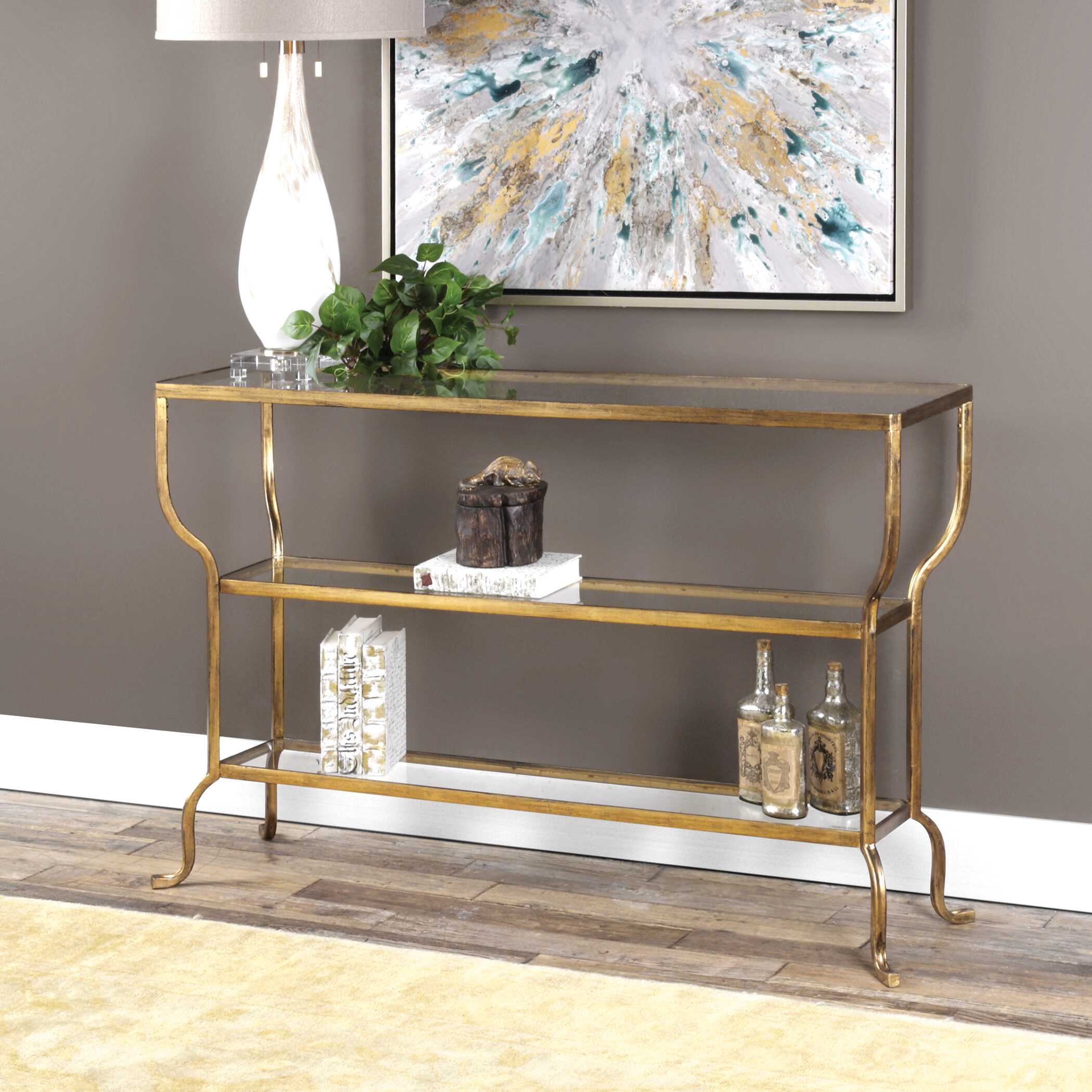 Deline Gold Console Table large image 