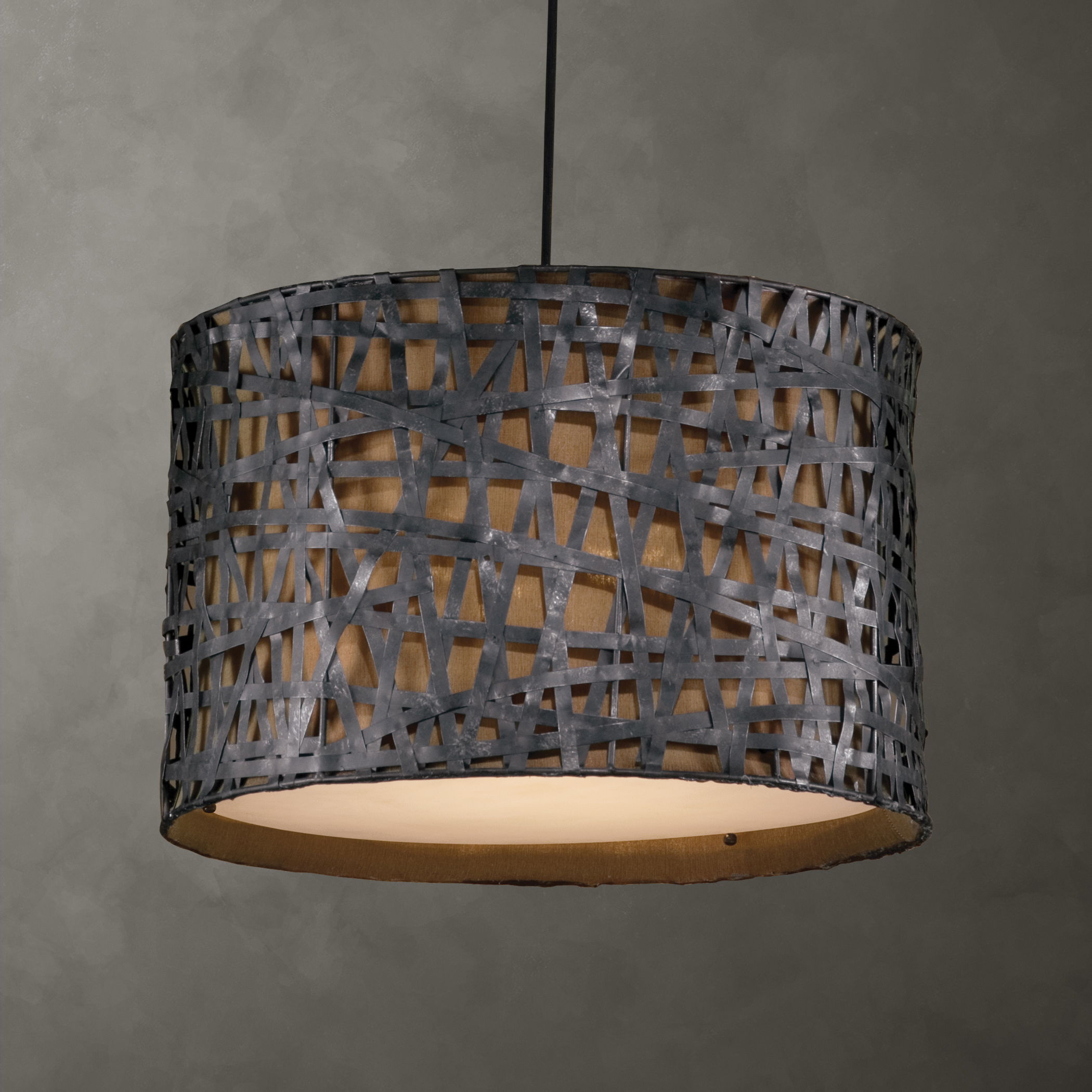 Alita Aged Black Drum Pendant large image 