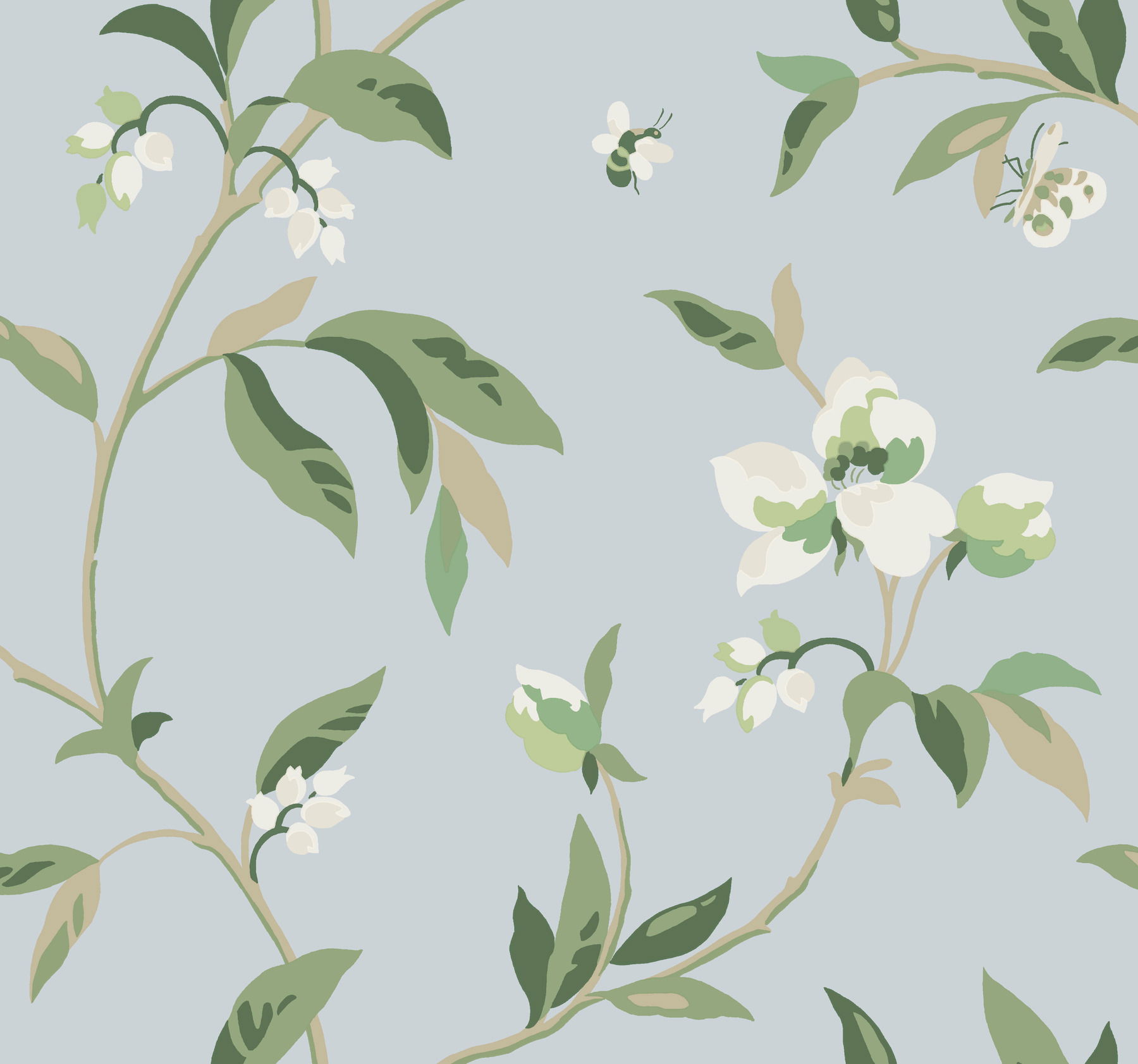 Springtime Blue & Green Wallpaper large image 