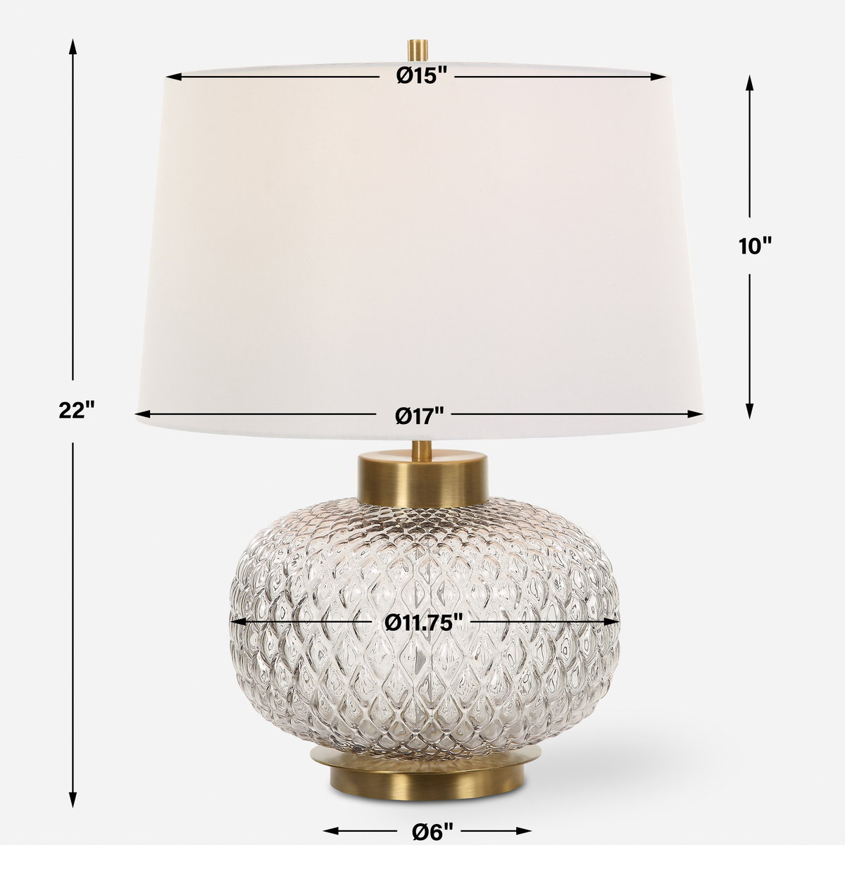 Estelle Glass Table Lamp, by Uttermost, 1'5" width x 1'10" height x 1'5" depth View 3