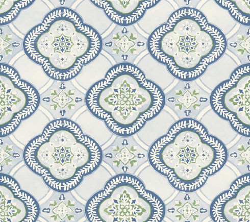 Garden Trellis Cobalt Wallpaper