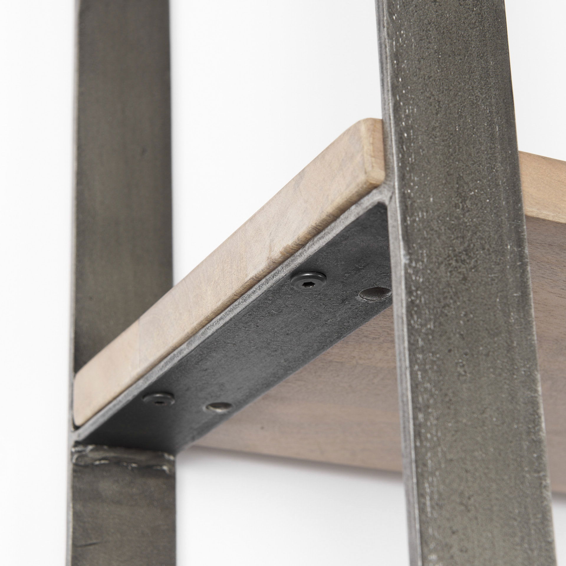 Taunton 80L x 10.5W x 90H Medium Brown Wood with Antique Nickel Metal Frame 6 Tier Shelving Unit, Shelving & Bookcase by Mercana, 80" length x 10.5" width x 90" height View 13