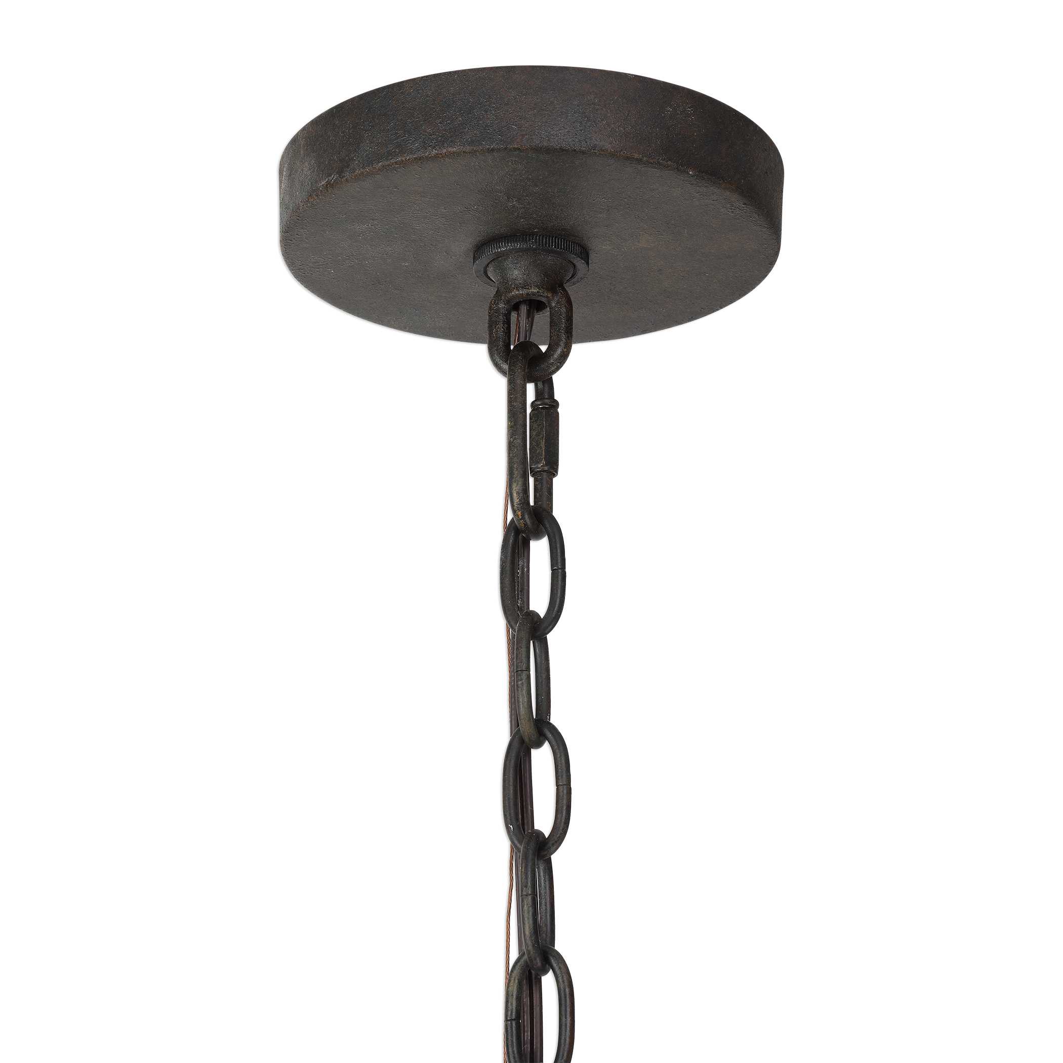 Atwood 8 Light Wagon Wheel Pendant, Ceiling Light by Uttermost, 39" width x 24.5" height x 39" diameter x 39" depth View 6