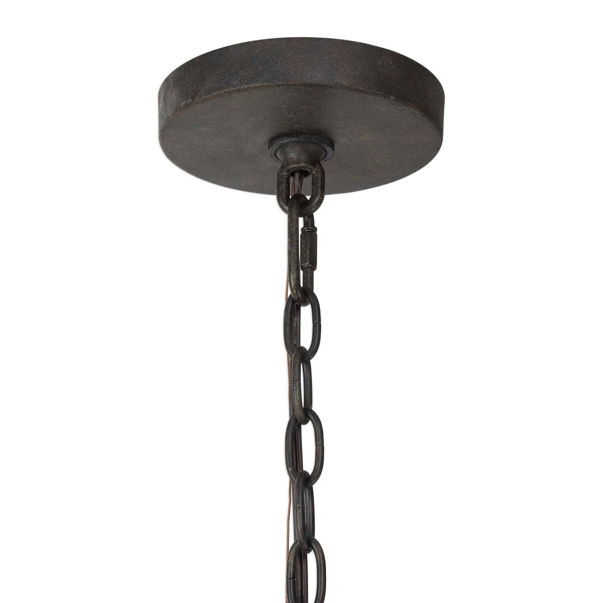 Atwood 8 Light Wagon Wheel Pendant, by Uttermost, 39" width x 24.5" height x 39" diameter x 39" depth View 6