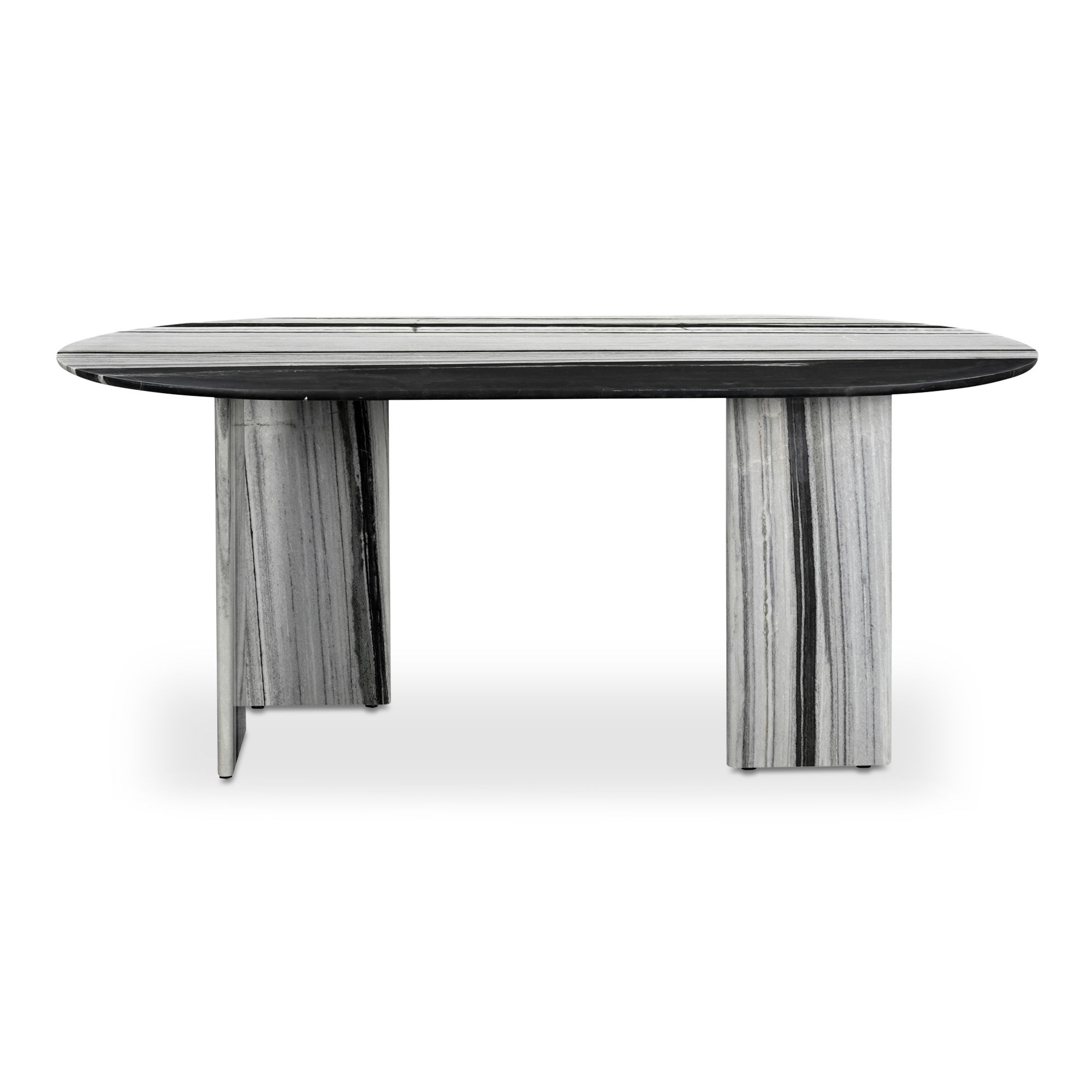 Celia Oval Dining Table Panda Marble large image 