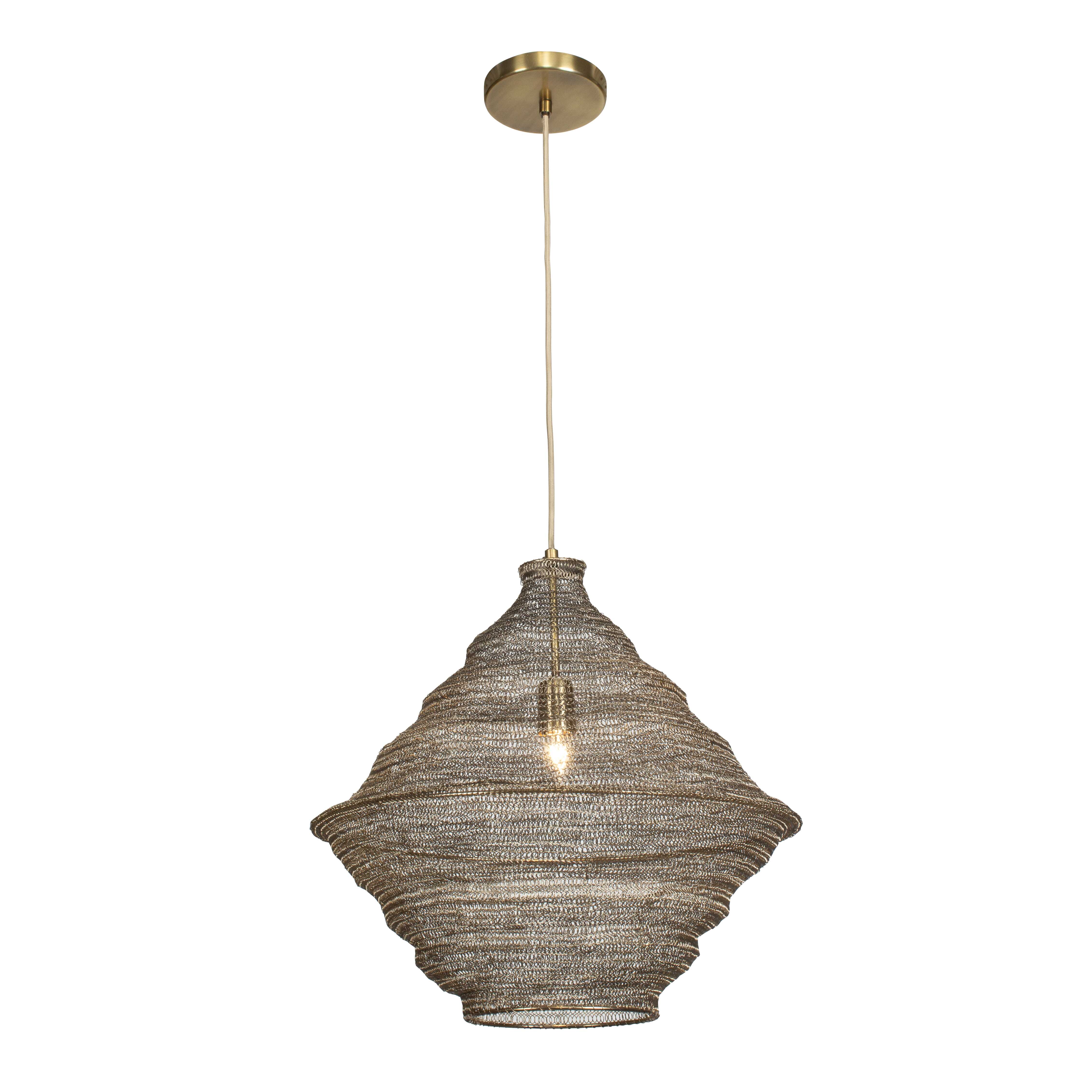 Sigh Woven Brass 1 Light Pendant, Ceiling Light by Uttermost, 20" width x 20.6" height x 20" diameter x 20" depth View 3