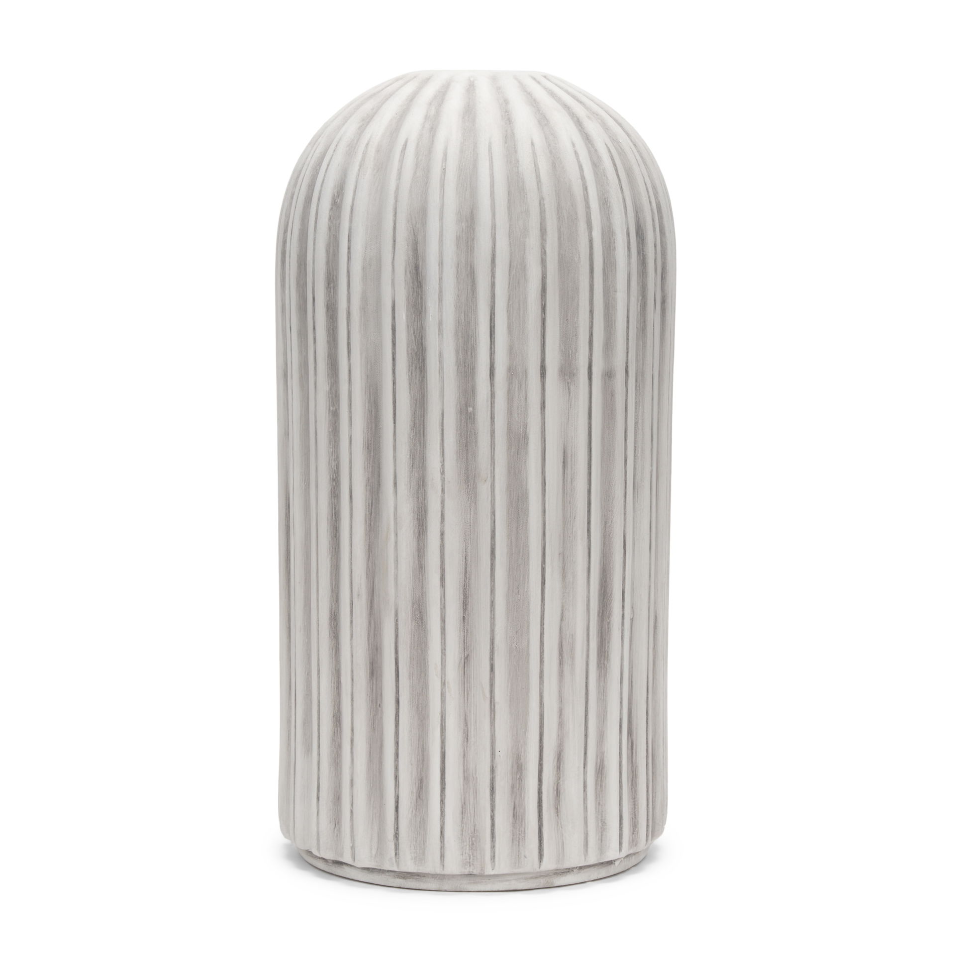 Ummi Tall Off White with Gray Antiquing Ceramic Vase, by Mercana, 10.25" length x 10.25" width x 21.26" height View 1