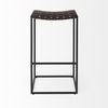Clarissa 18.0L x 16.0W x 30.25H Dark Brown Woven Leather Seat with Black Metal Frame Bar Stool, Counter & Bar Stool by Mercana, 18" length x 16" width x 30" height thumbnail 3