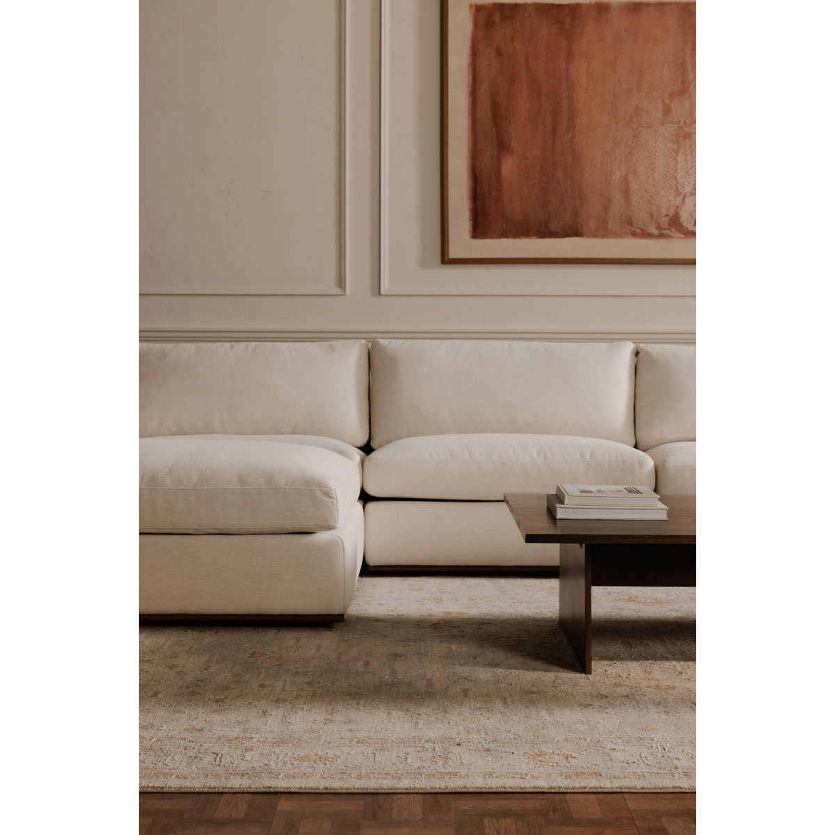 Rue Classic L Modular Sectional Off White, Sectional Sofa by Moe's Home, 136.2" width x 23.6" height x 136.2" depth View 5