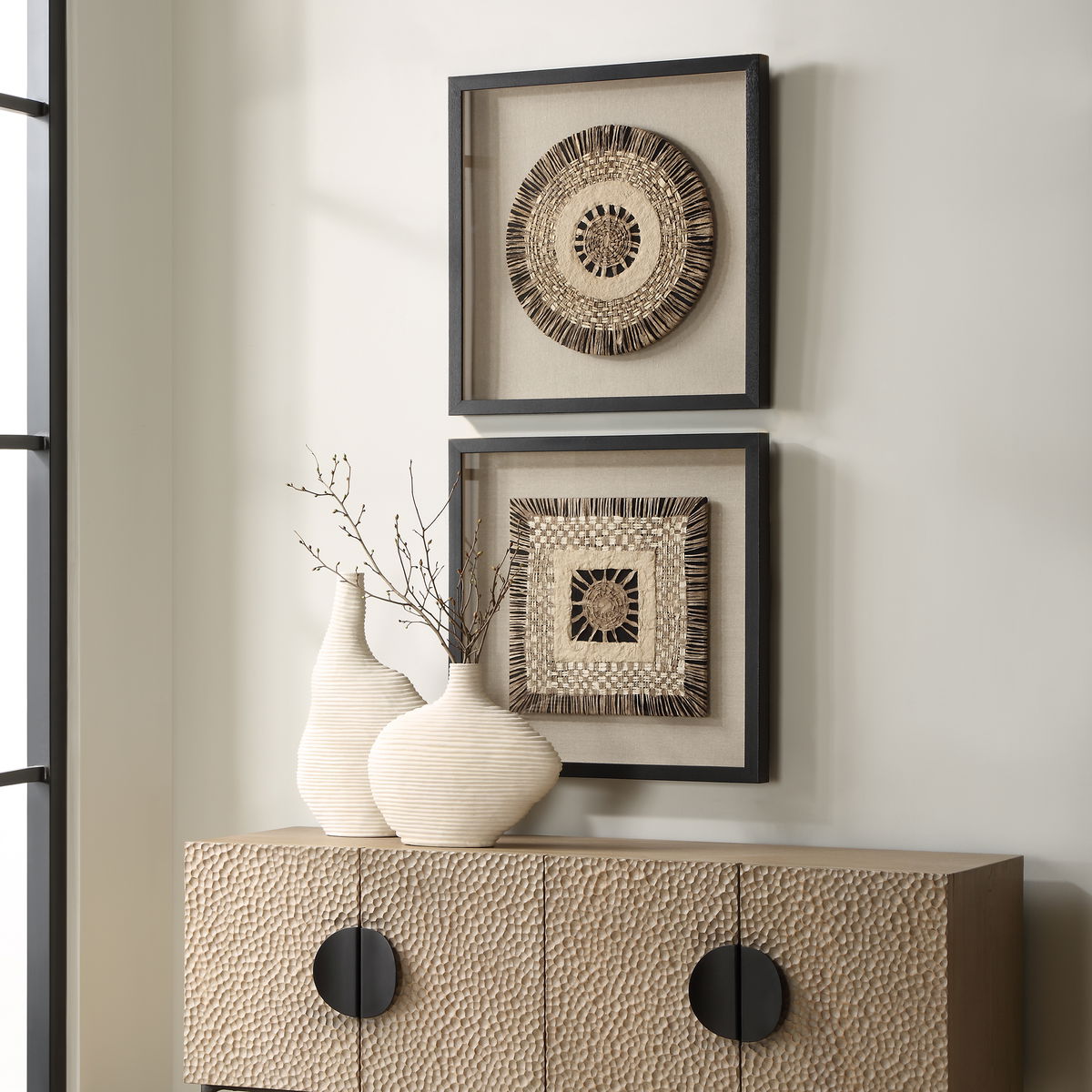 Intertwine Knit Paper Shadow Box Set/2, Art by Uttermost, 23.62" width x 23.62" height x 2" depth View 2