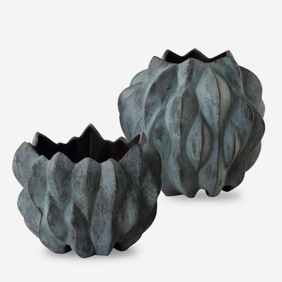 Verdant Bronze Vases Set/2, by Uttermost, 10" width x 9.5" height x 10" depth View 1