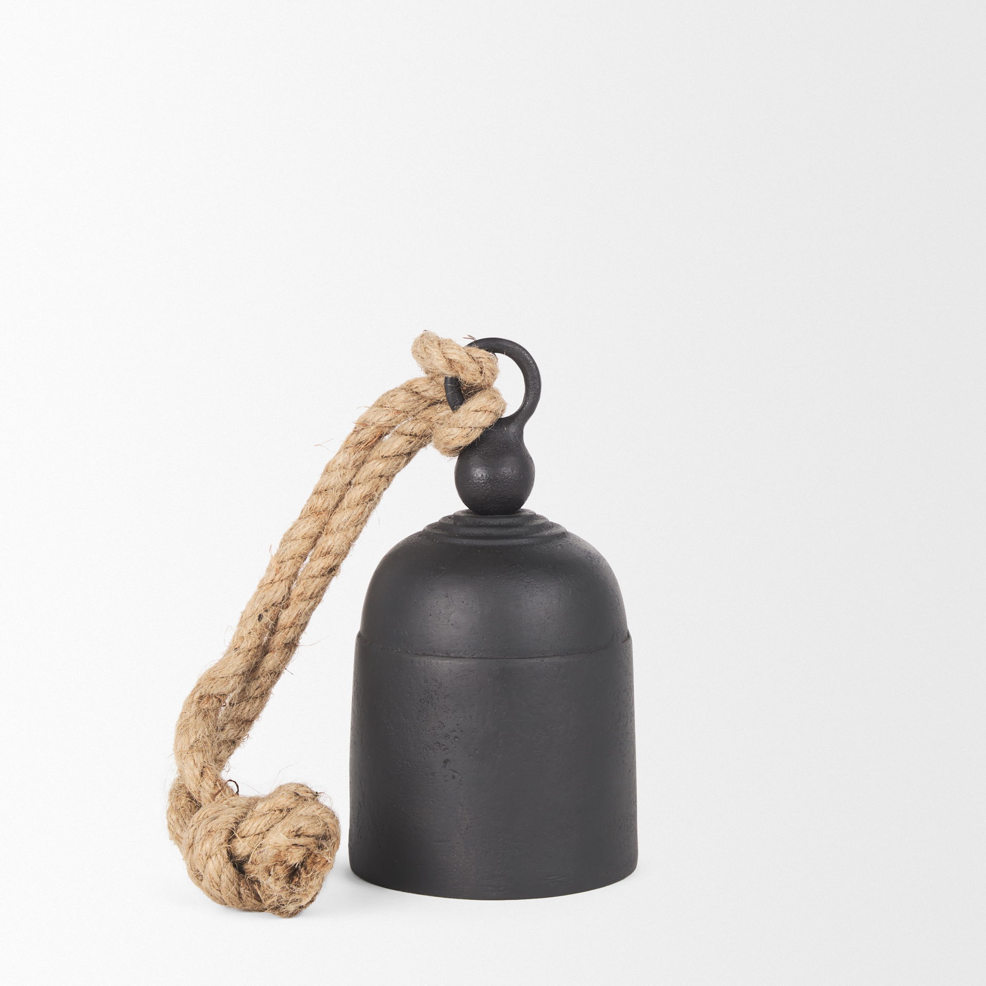 Quincy Small Matte Black Metal Decorative Bell Object large image 