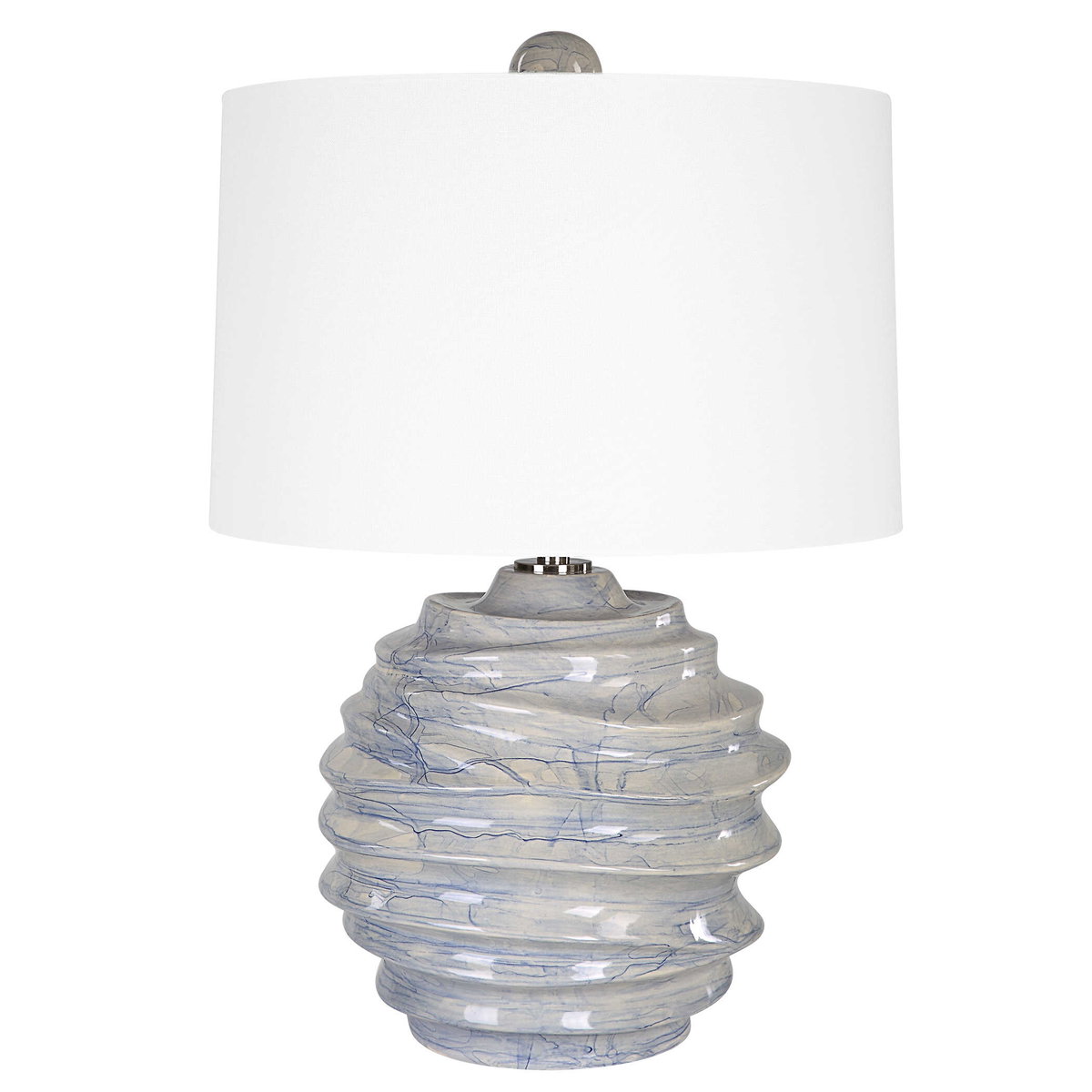 Waves Blue & White Accent Lamp, Table Lamp by Uttermost, 18" width x 26" height x 18" depth View 8