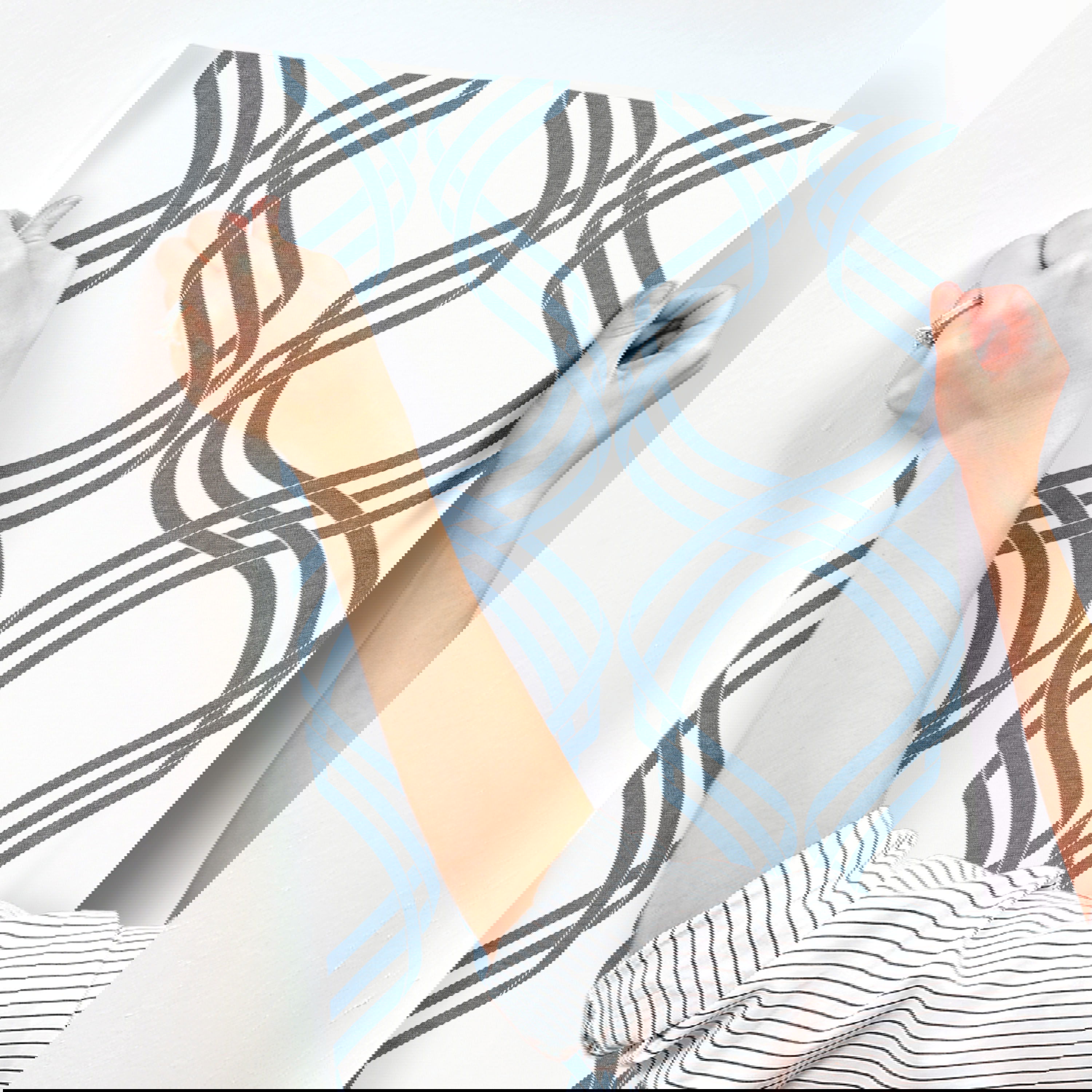 White & Navy Dante Ribbon Wallpaper large image 