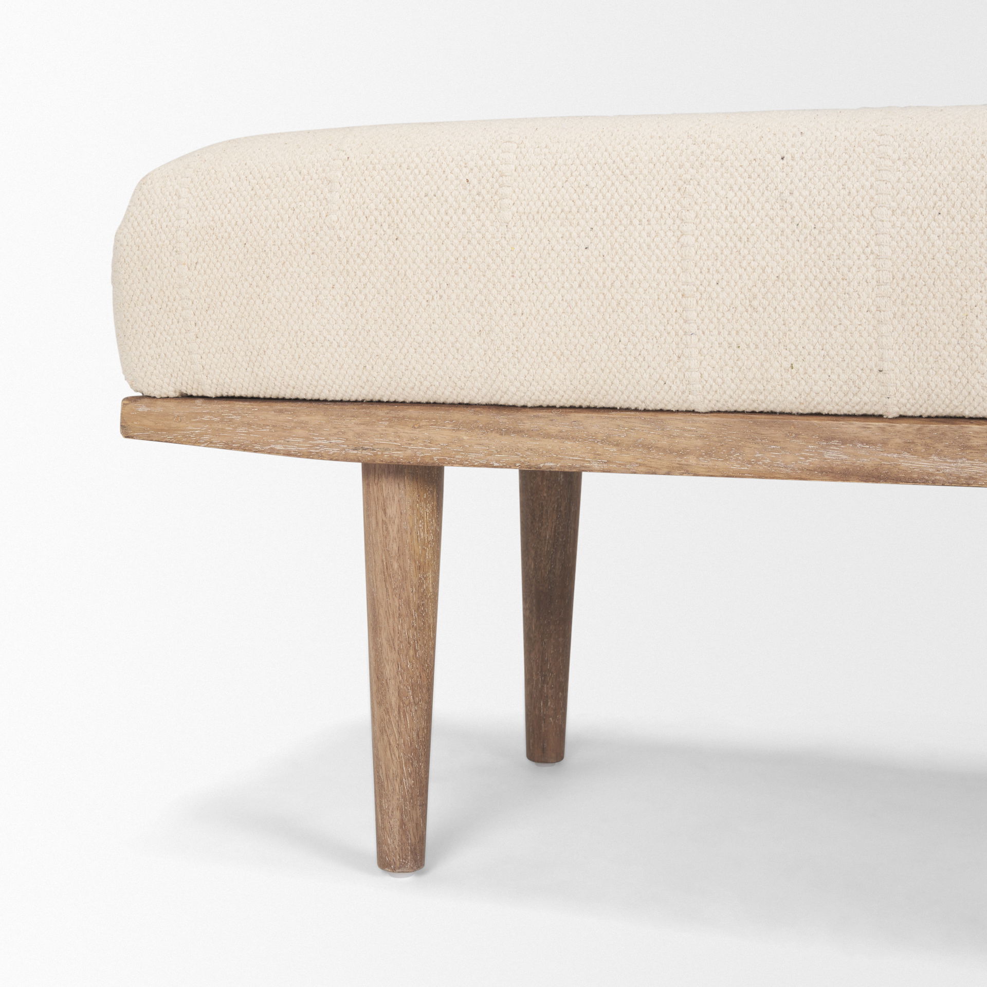 Shae Brown Wood with Oatmeal Fabric Bench large image 