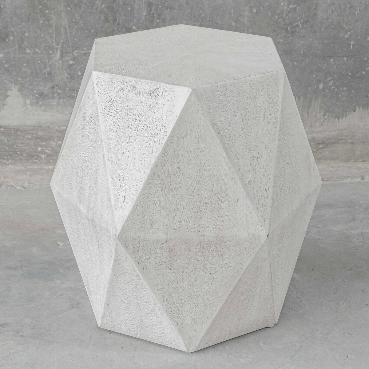 Volker White Geometric Accent Table, Side & End Table by Uttermost, 18" width x 18" height x 15.6" depth View 4