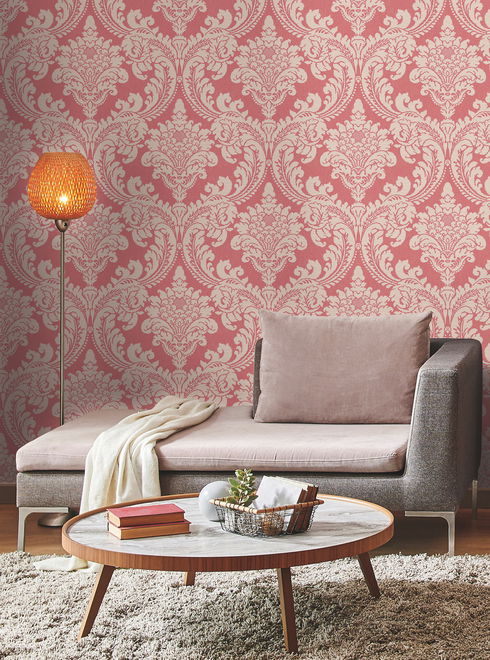 Tapestry Damask Red Wallpaper