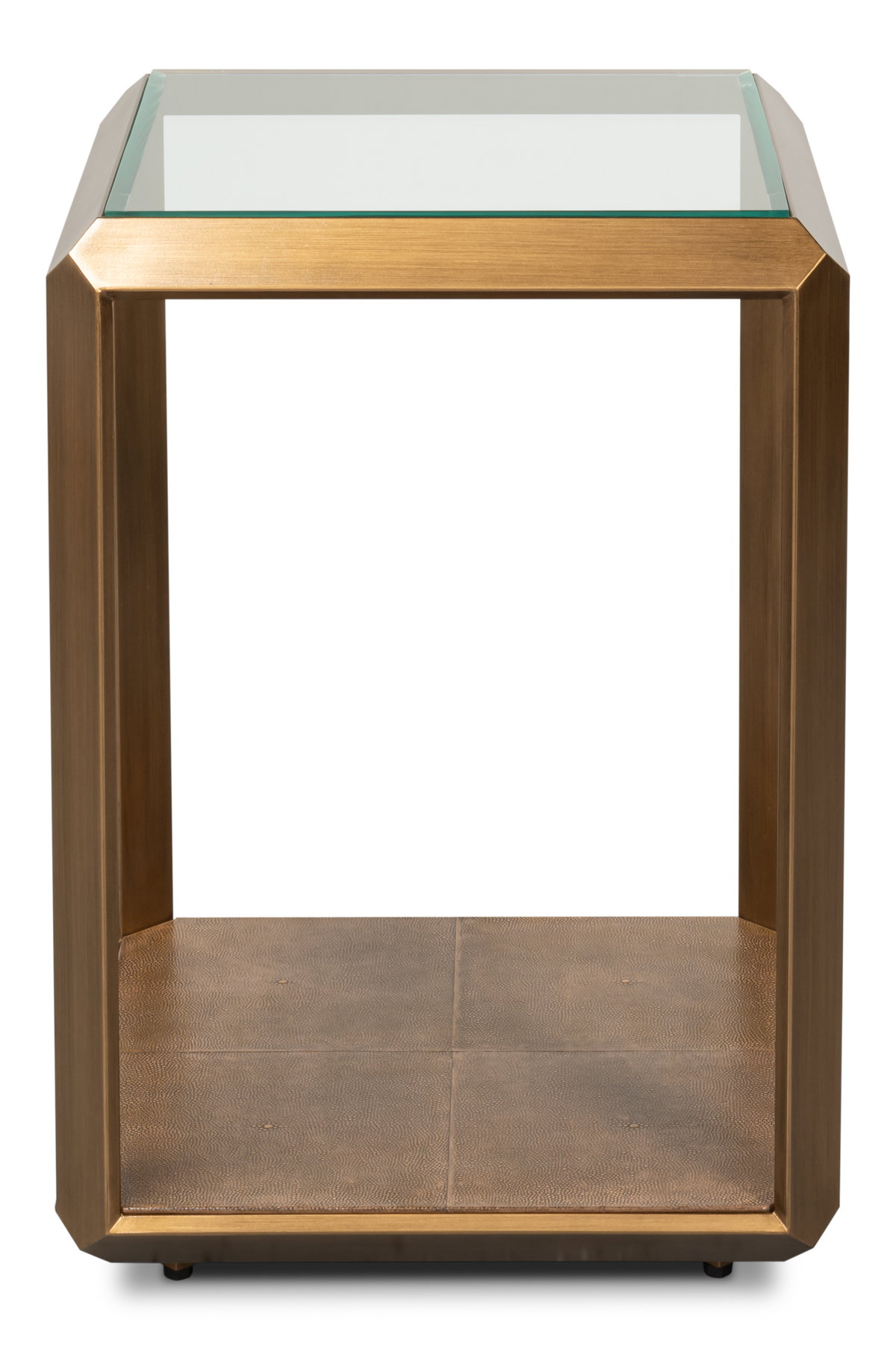 Gilbert Shagreen Side Table  Tawny Brown, by Sarreid, 1'6" length x 1'6" width x 2' height View 2