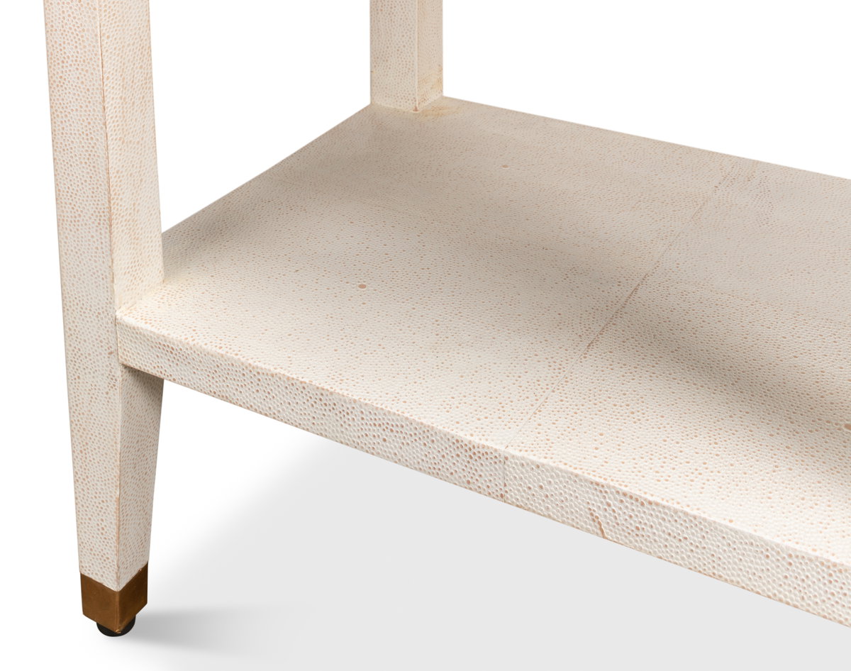 Gabriella Shagreen Nightstand Osprey Wht, by Sarreid, 1'2" length x 1'8" width x 2'7" height View 7
