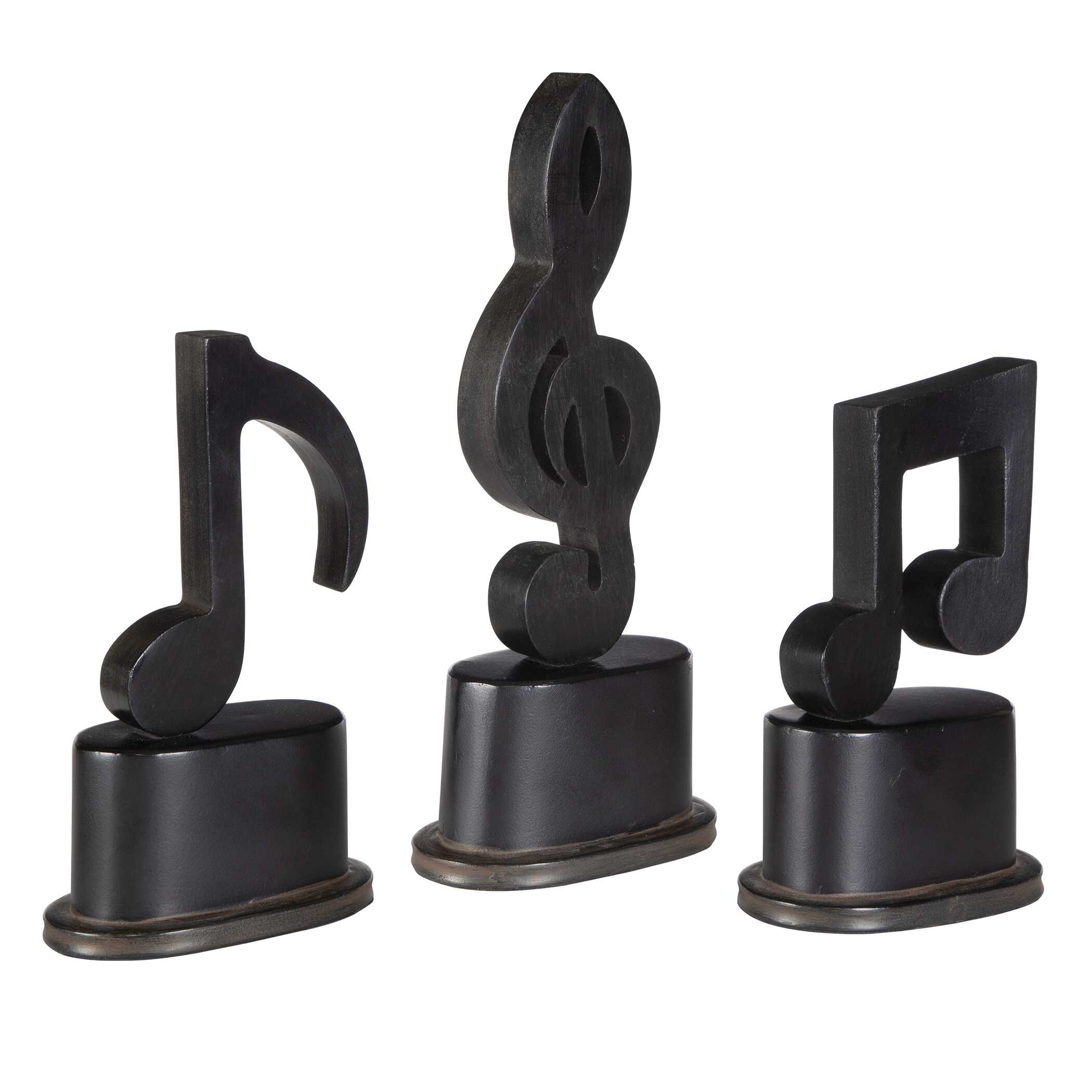 Music Notes Metal Figurines Set/3, Decorative by Uttermost, 4.75" width x 11.75" height x 3.25" depth View 3