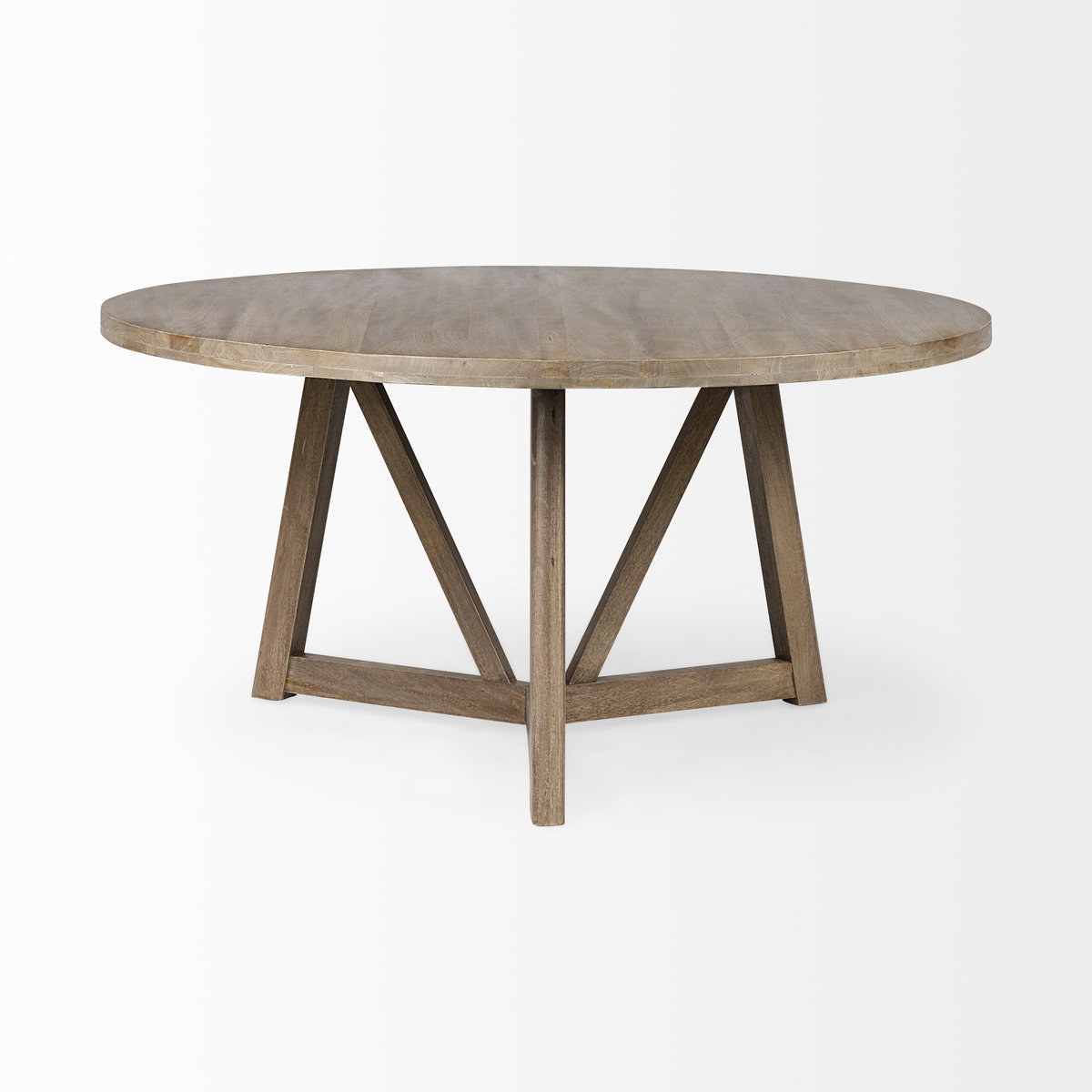 Legolas I 60' Round Brown Solid Wood Top & Base Dining Table, by Mercana, 60" length x 60" width x 30" height View 3