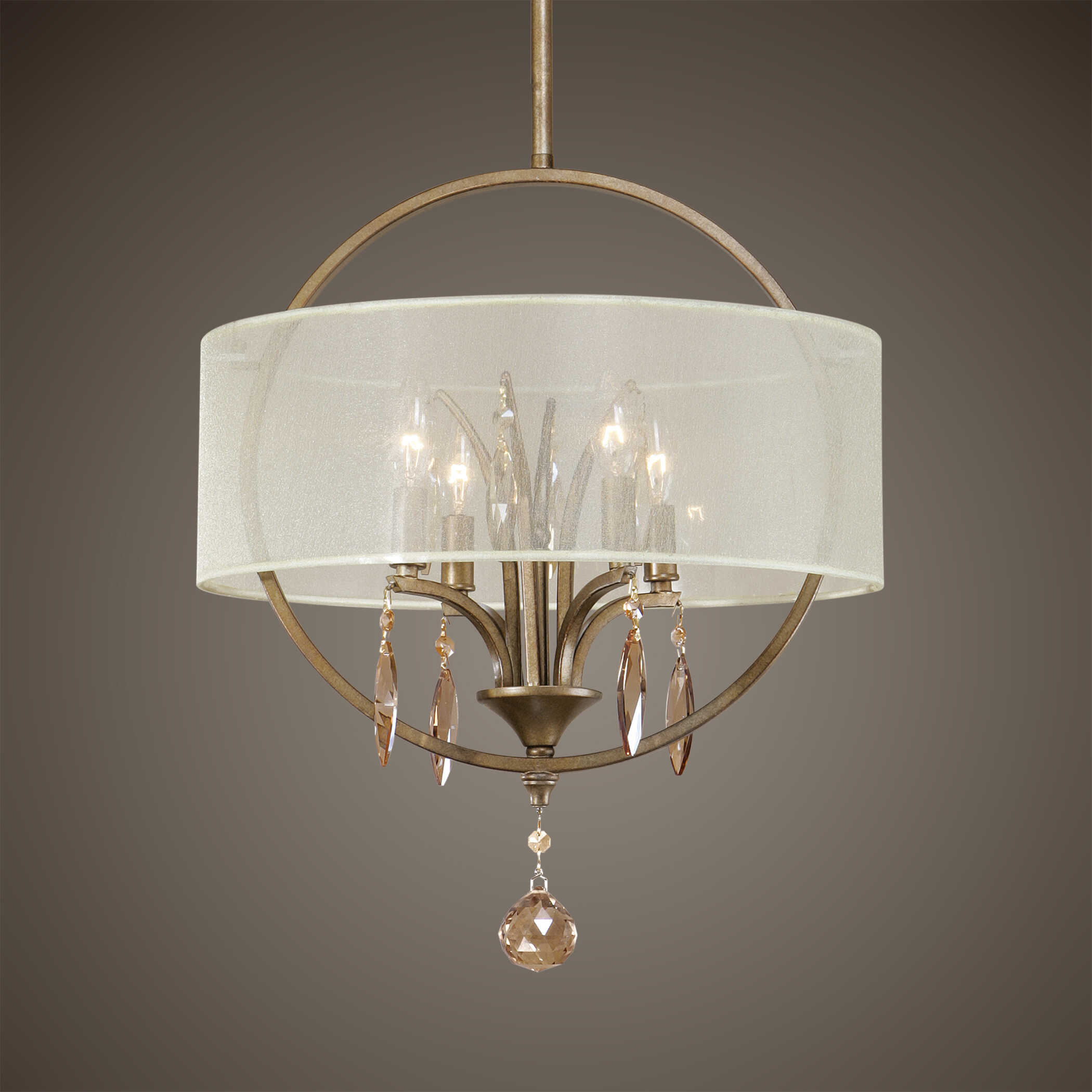 Alenya 4 Light Fabric Drum Pendant, Ceiling Light by Uttermost, 21" height x 17.75" diameter View 2
