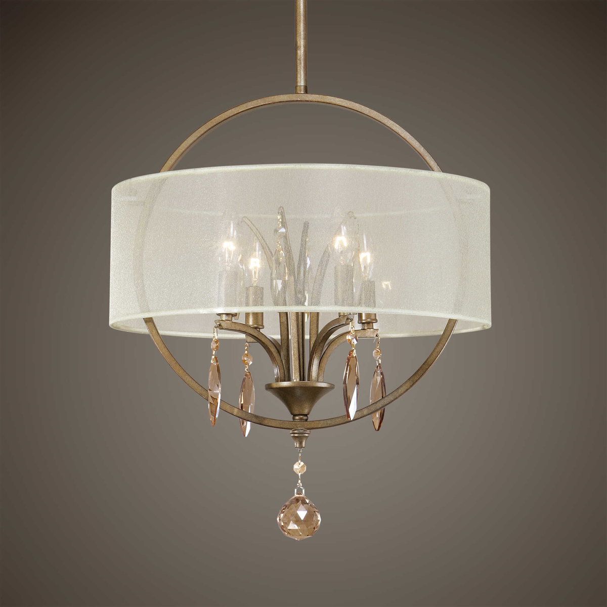 Alenya 4 Light Fabric Drum Pendant, by Uttermost, 1'9" height x 1'5.75" diameter View 2