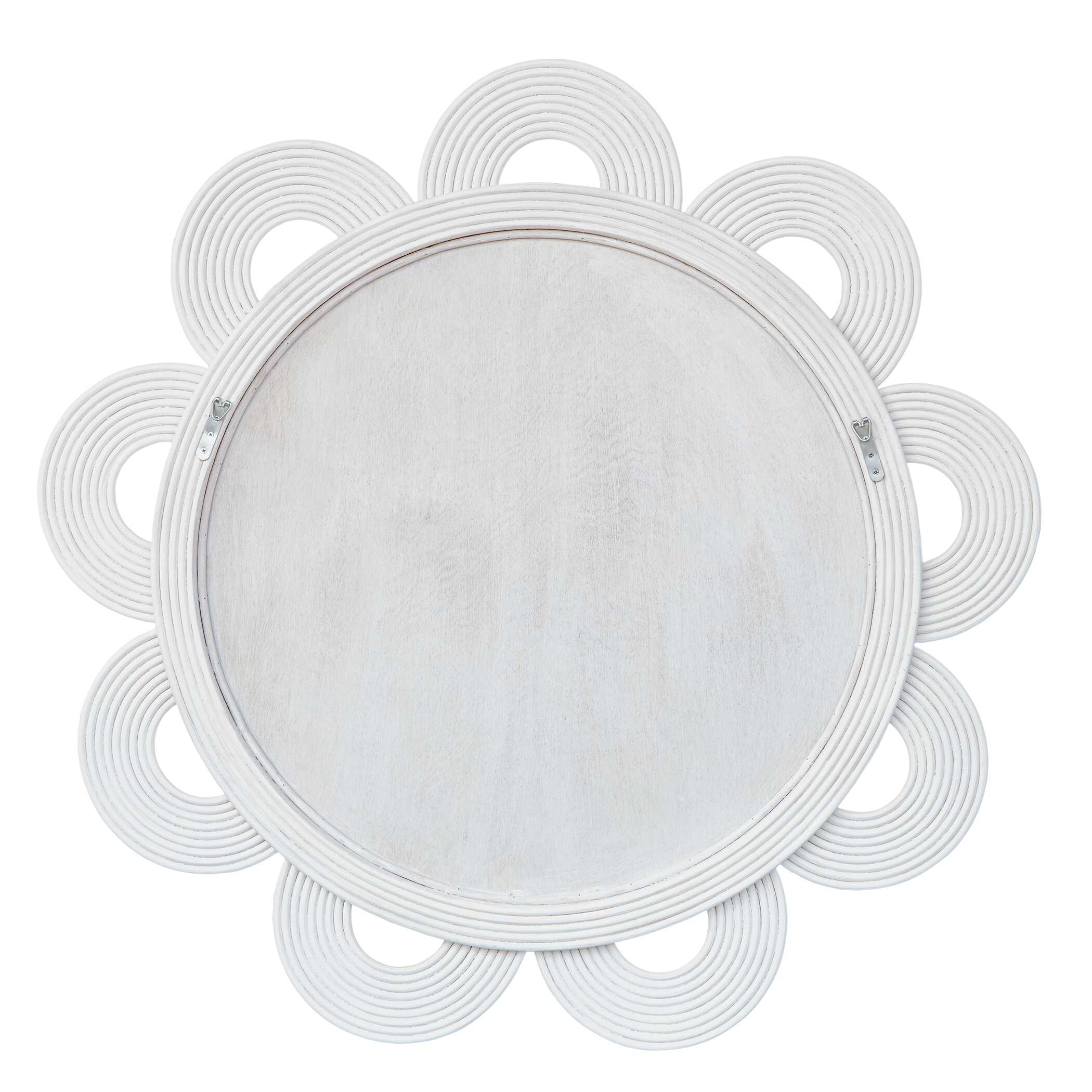 Clematis White Rattan Round Mirror large image 