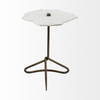 Pinera II 19L x 19W White Marble with Triangluar Gold Iron Base Accent Table, Side & End Table by Mercana, 19" length x 19" width x 23" height thumbnail 2