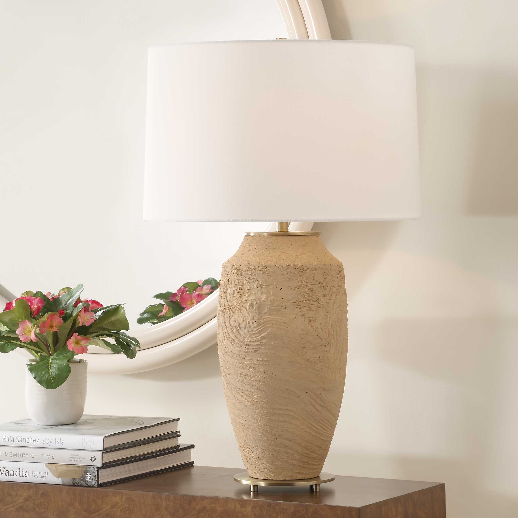 Sandstone Flow Terracotta Table Lamp, by Uttermost, 18" width x 28.5" height x 18" depth View 2