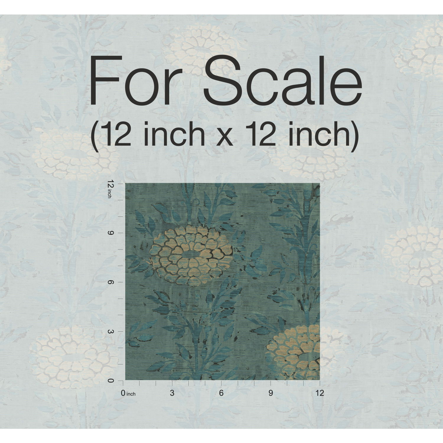 French Marigold Teal & Gold Wallpaper large image 