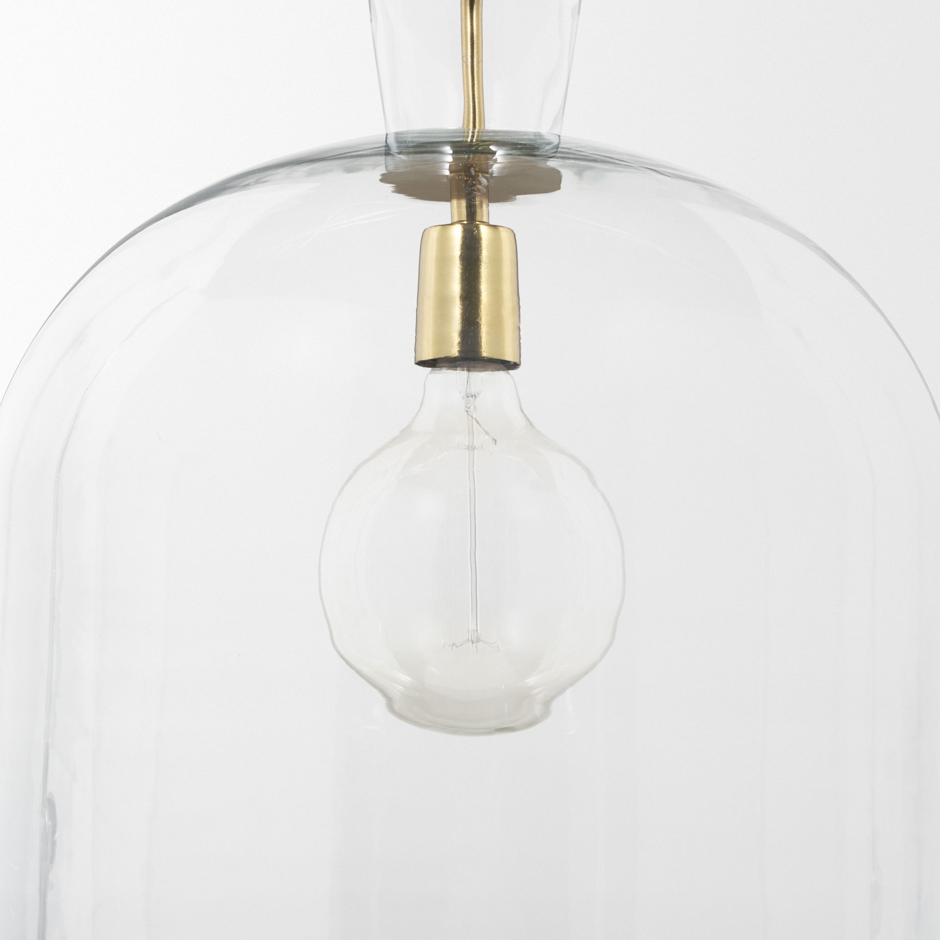 Sadah Large Clear Blown Glass with Gold Metal Pendant Light, by Mercana, 15.25" length x 15.25" width x 20.25" height View 7