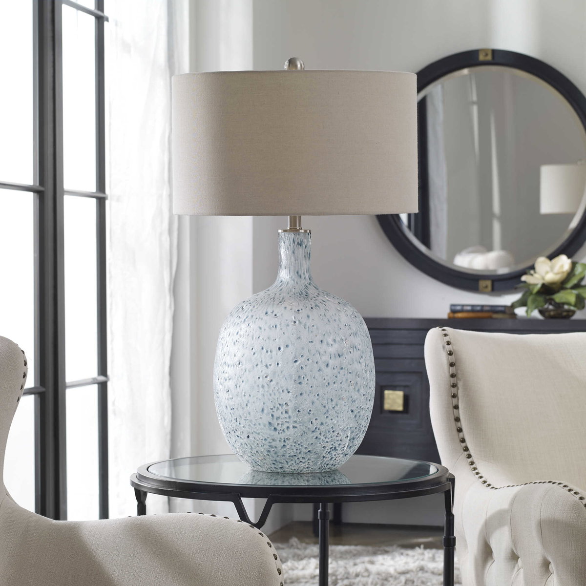 Oceaonna Glass Table Lamp, by Uttermost, 18" width x 30" height x 18" depth View 2