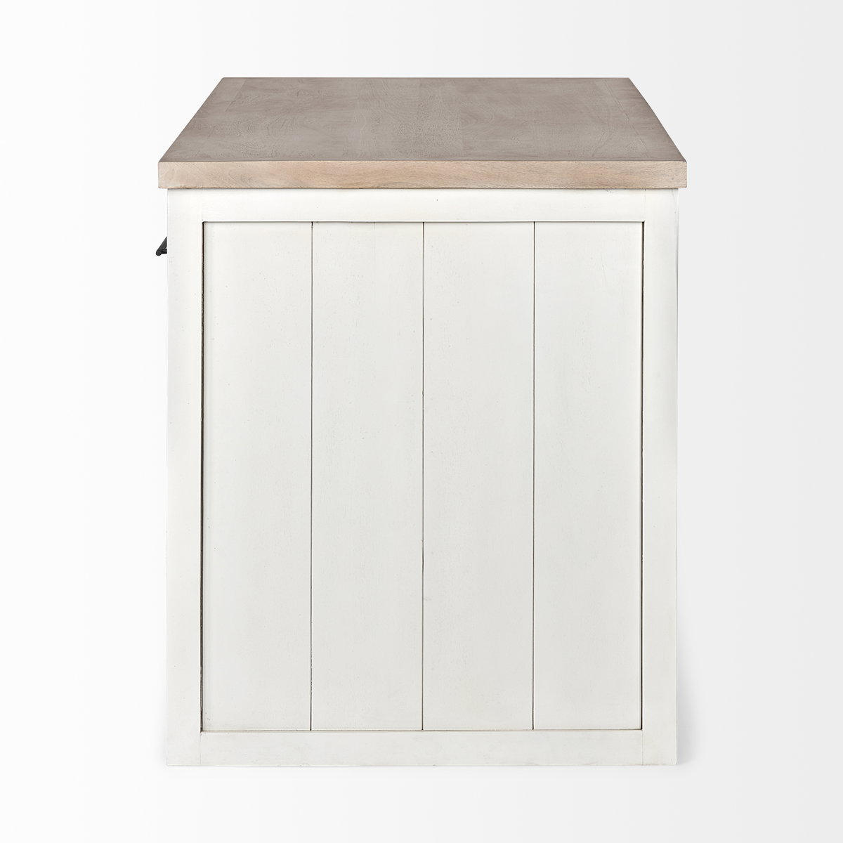 Fairview II White and Brown Two-Tone Stain Solid Wood Kitchen Island, by Mercana, 60" length x 30" width x 34.5" height View 4