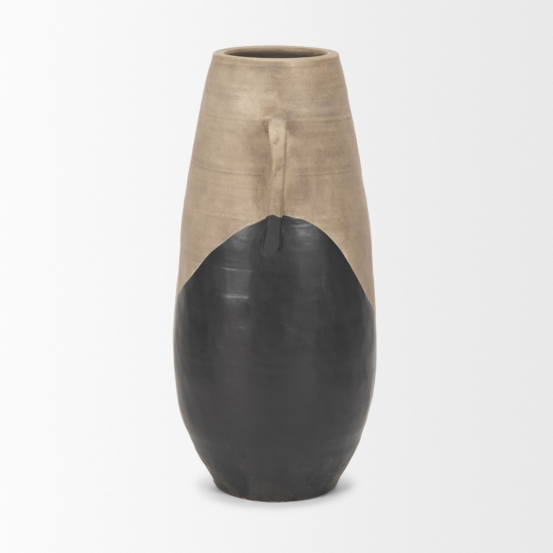 Tully Textured Matte Brown with Matte Black Ceramic Floor Vase large image 