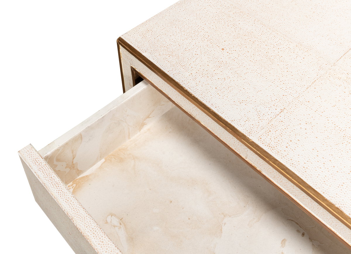 Gabriella Shagreen Nightstand Osprey Wht, by Sarreid, 1'2" length x 1'8" width x 2'7" height View 6