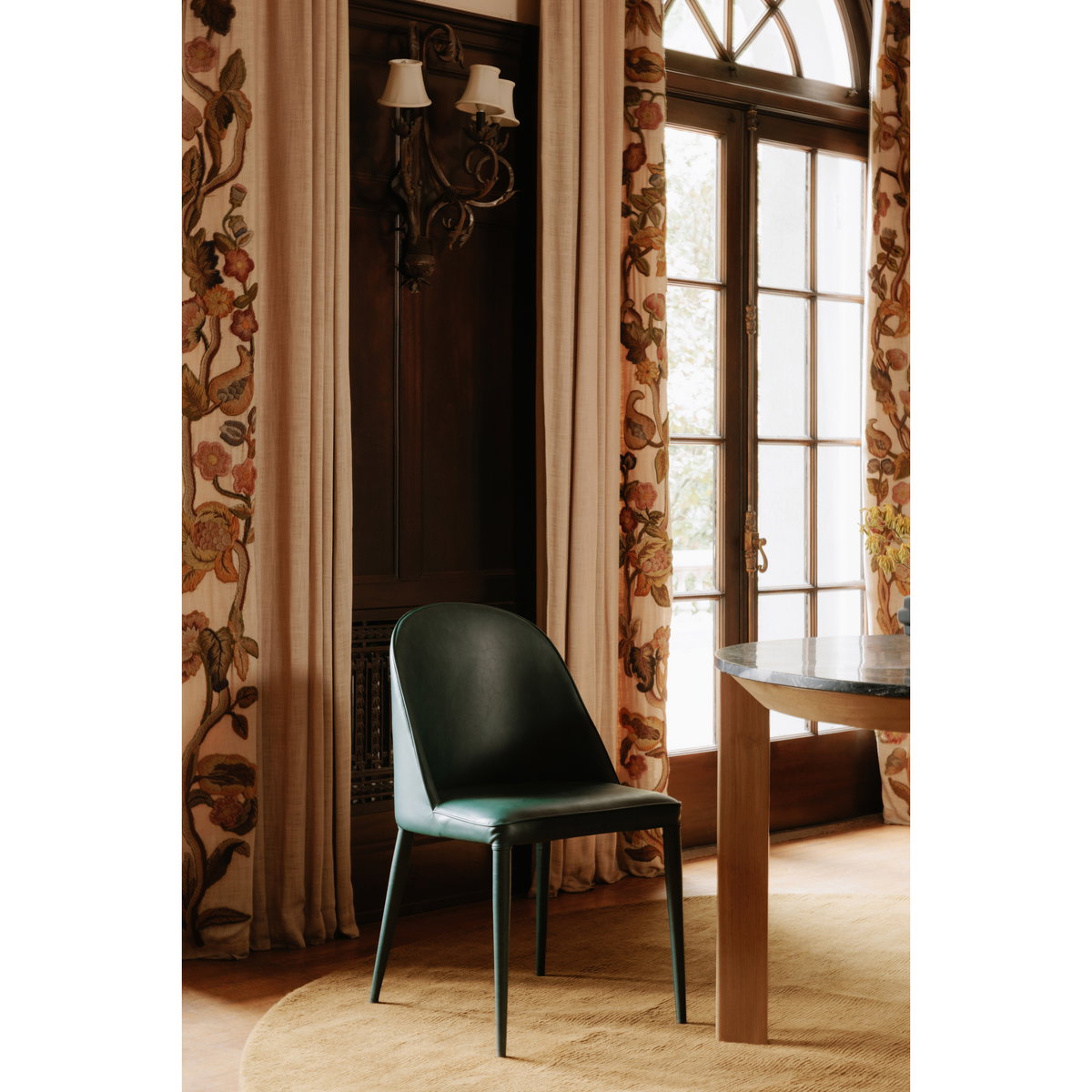 Burton Dining Chair Dark Teal Vegan Leather - Set Of Two, by Moe's Home, 18.5" width x 32.5" height x 22.5" depth View 9