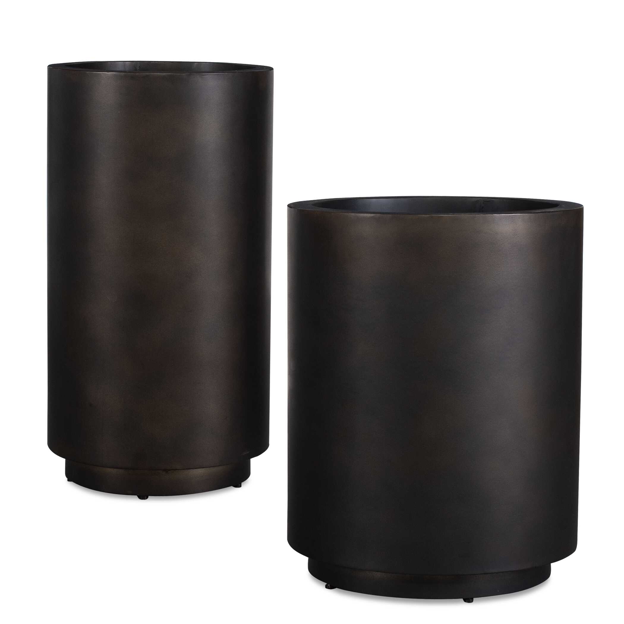 Volcan Matte Bronze Outdoor Planters Set/2, Decorative by Uttermost, 12" width x 22" height x 12" depth View 1