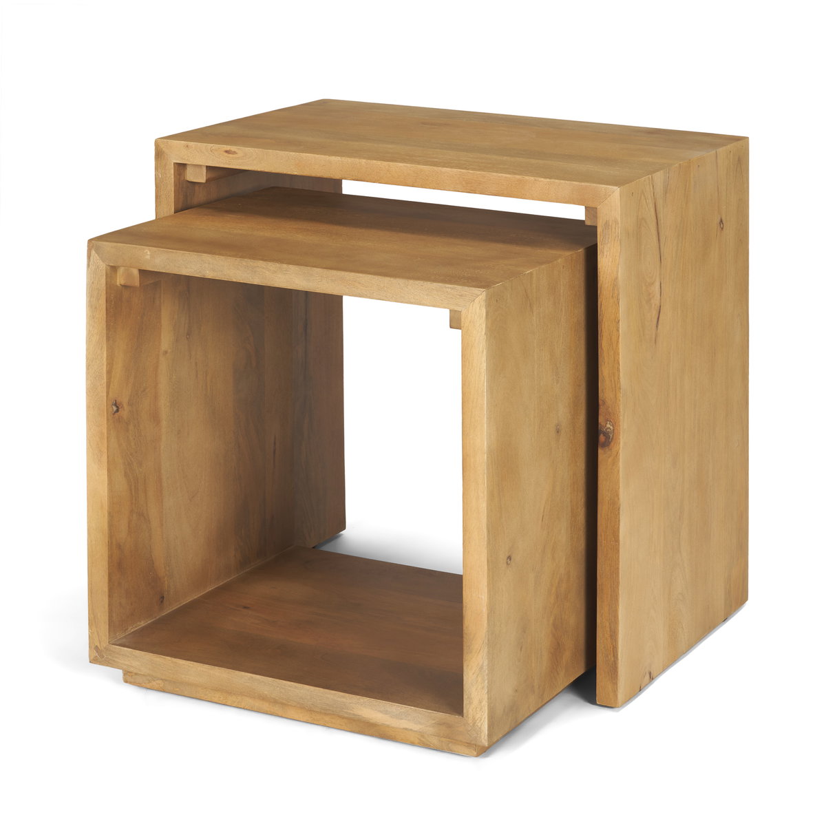 Alanna 22.0L x 15.0W x 22.0H Set of 2 Brown Wood Nesting Accent Tables, Side & End Table by Mercana, 22" length x 15" width x 22.25" height View 1