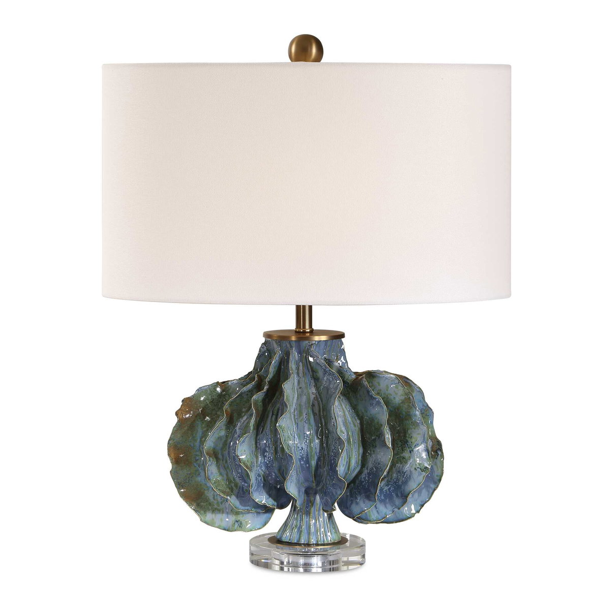 Ruffle Up Blue Green Table Lamp, by Uttermost, 18" width x 23" height x 18" depth View 4