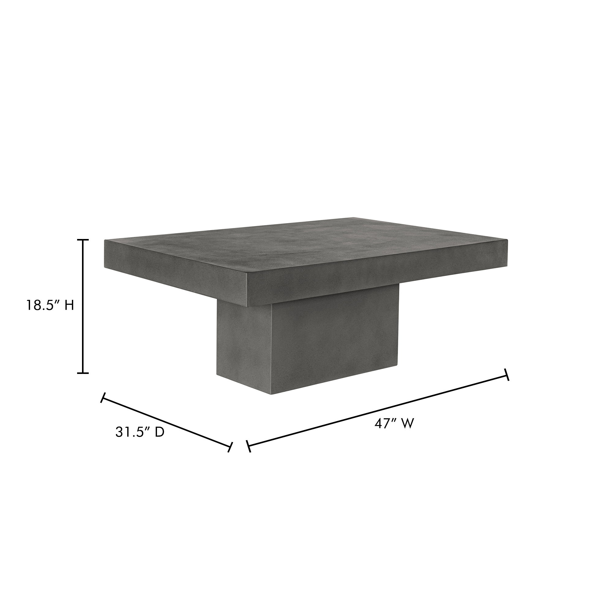 Maxima Outdoor Coffee Table Dark Grey, by Moe's Home, 47" width x 18.5" height x 31.5" depth View 6