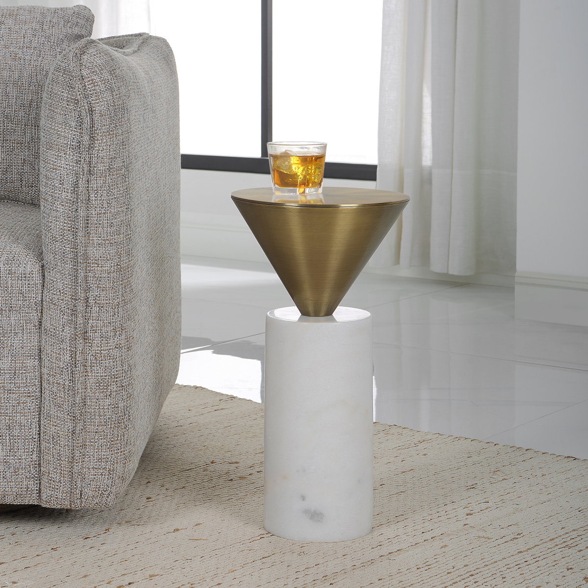 Top Hat Brass Drink Table, Furniture by Uttermost, 8.75" width x 20.25" height x 8.75" depth View 2