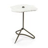 Pinera II 19L x 19W White Marble with Triangluar Gold Iron Base Accent Table thumbnail 0