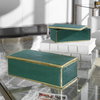 Karis Emerald Green Boxes Set/2, by Uttermost, 11.75" width x 3.75" height x 6" depth thumbnail 2