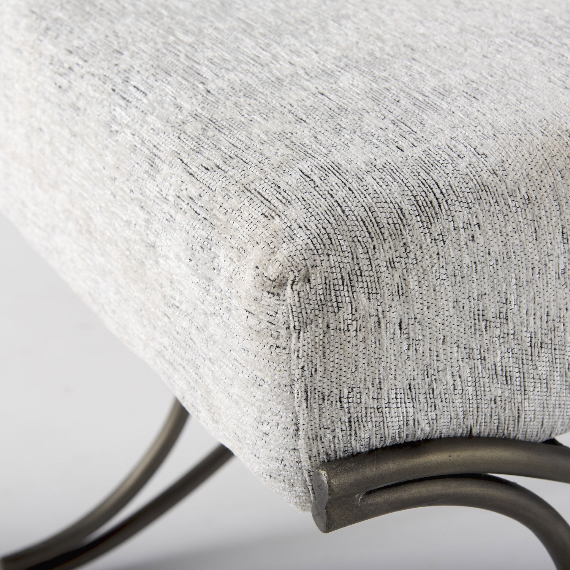 Ayla 55L x 17.6W x 18H Dark Gray Fabric Seat with Dark Nickel Metal Frame Bench, Benche by Mercana, 55" length x 17.6" width x 18" height View 7