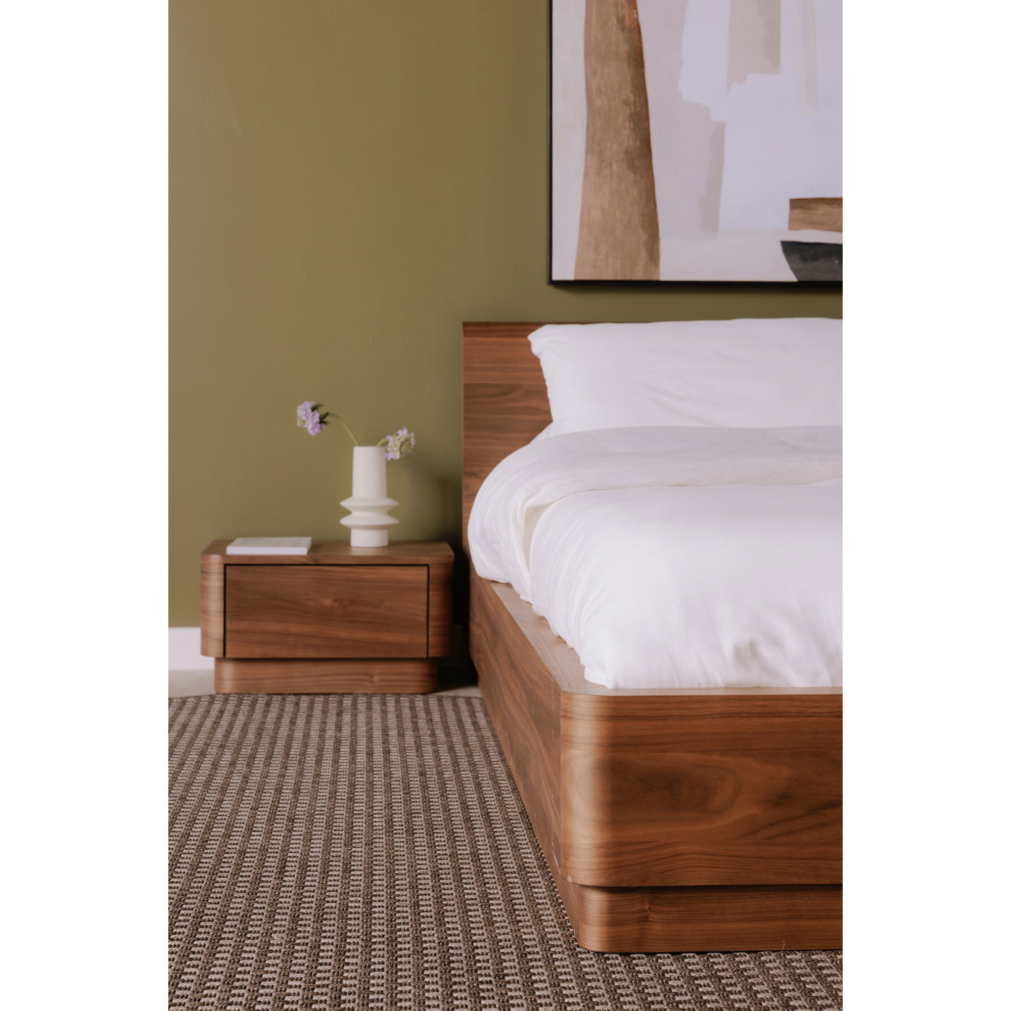Round Off King Bed Walnut Brown, by Moe's Home, 81" width x 30" height x 84" depth View 9